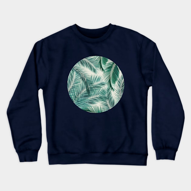 Palm Leaves Natural Crewneck Sweatshirt by Vin Zzep